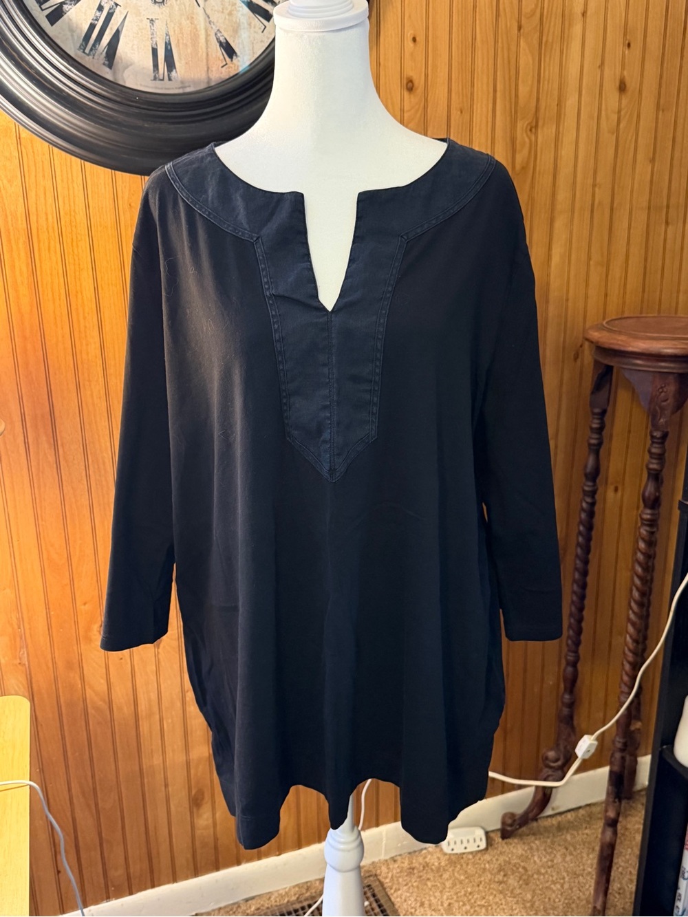 Ralph Lauren Black V-Notch Tunic Top